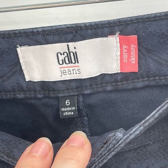 Cabi Womens Curvy Skinny Jeans Stretch Floral Flower pattern Pocket Navy Blue bl - Picture 6 of 9